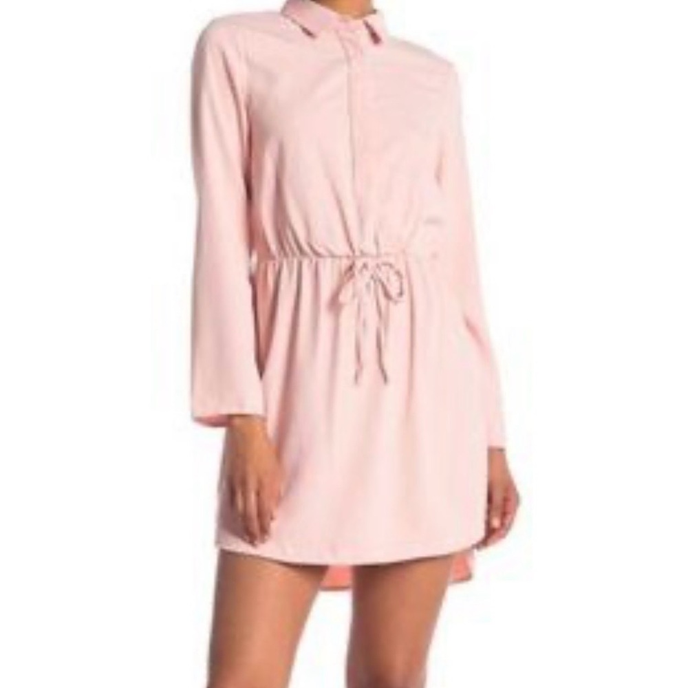 Elegant Light Pink Long Sleeve Dress